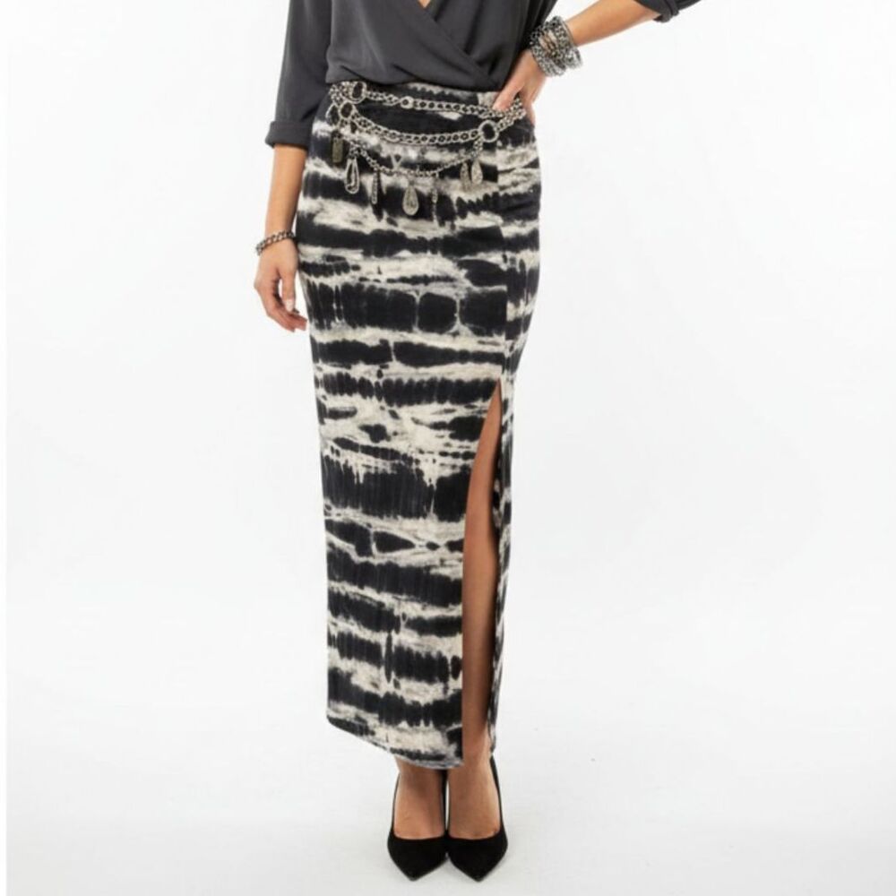 Mossimo‎ Gray & Tan Tie Dye Print Long Maxi Skirt XS